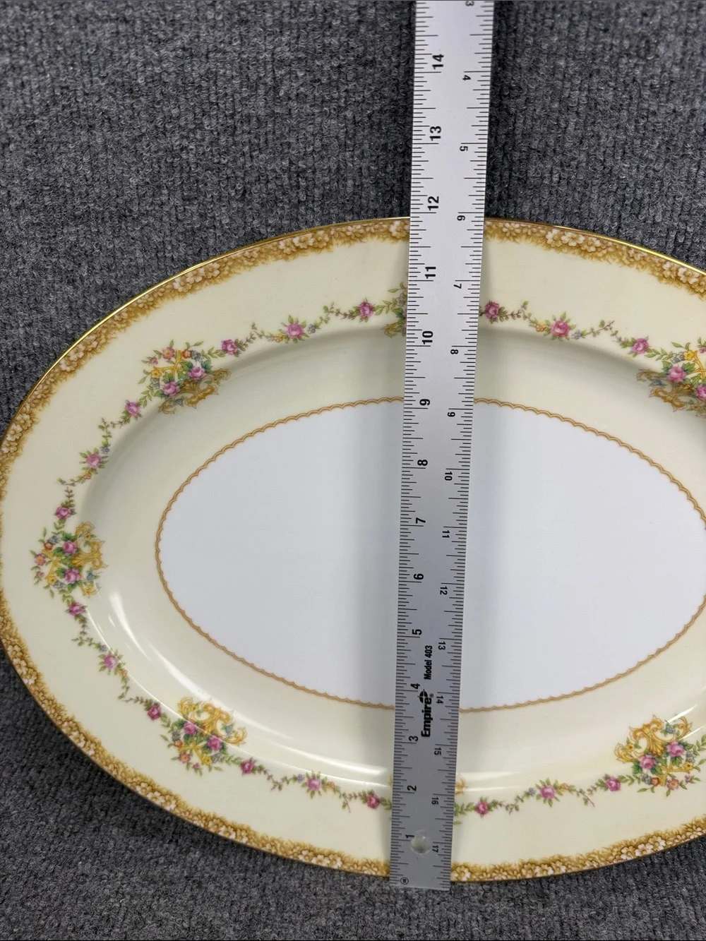 Noritake Ireland Mirabelle 3843 Large Platter Floral Clusters with Gold Trim